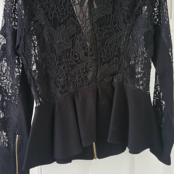 XOXO brand black lace peplum jacket - Picture 3 of 4